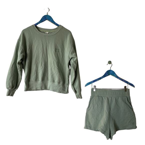 REVOLVE WELLBEING + BEINGWELL Washed Loden Green Sur Goldie Cotton Sweat Set - Picture 2 of 16